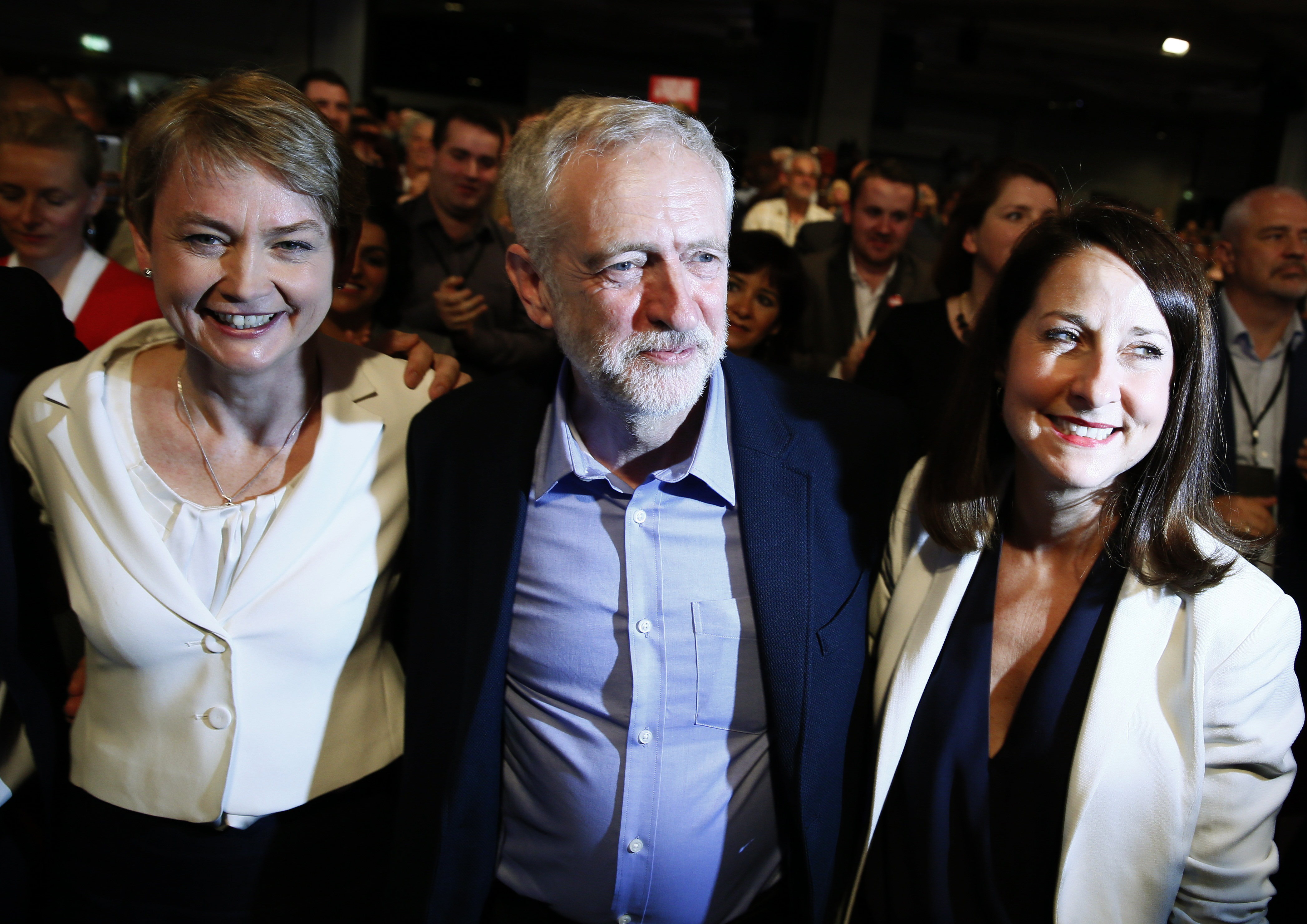 Jeremy Corbyn with Yvette Cooper and Liz Kendall (Reuters)