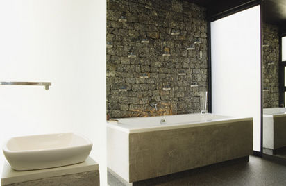 bathroom with stone