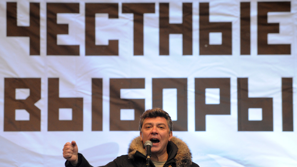 Boris Nemtsov at a rally in Moscow on 24 December 2011 (Getty Images)