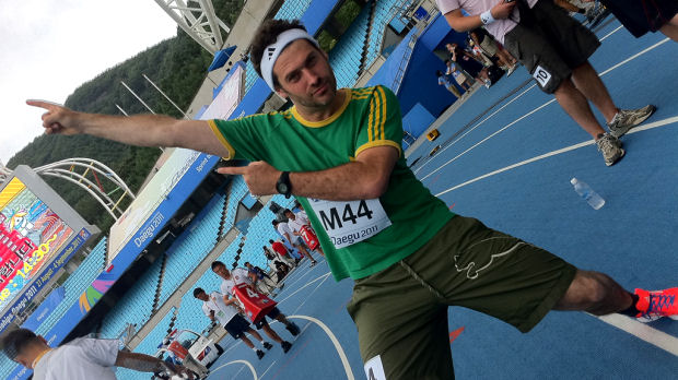 Channel 4 News sports producer Simon Stanleigh at the World Athletics Championships in Daegu