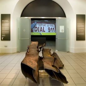 Raw rusted steel from World Trade Center ruins thought to be beams from external walls. (getty)