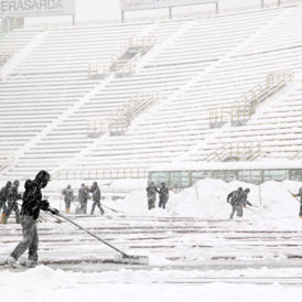 Snowy Football Pitch Bologna