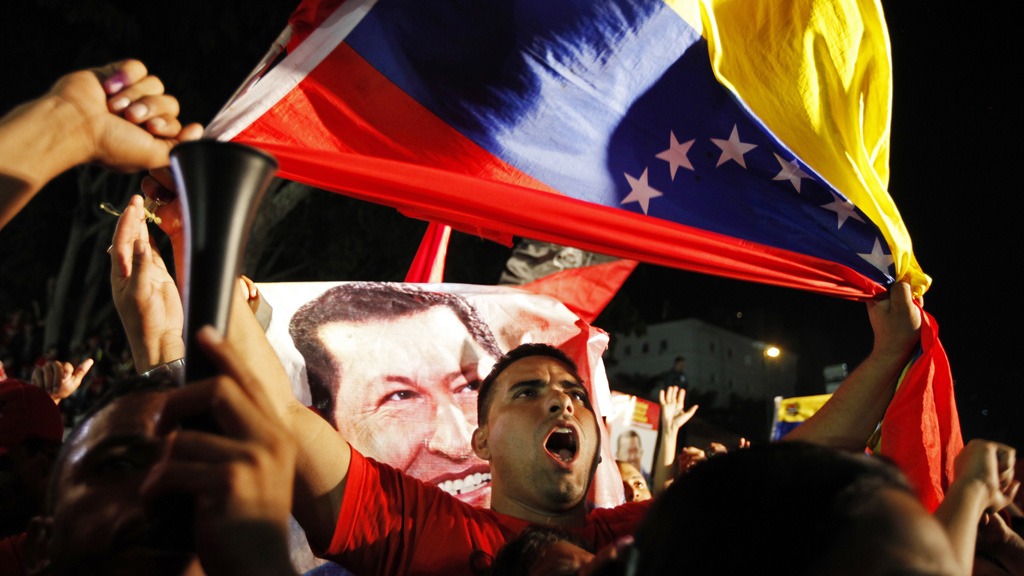 Chavez supporters celebrate re-election (Reuters)