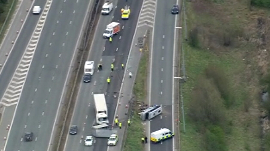 Hen party bus crash on the M62. 