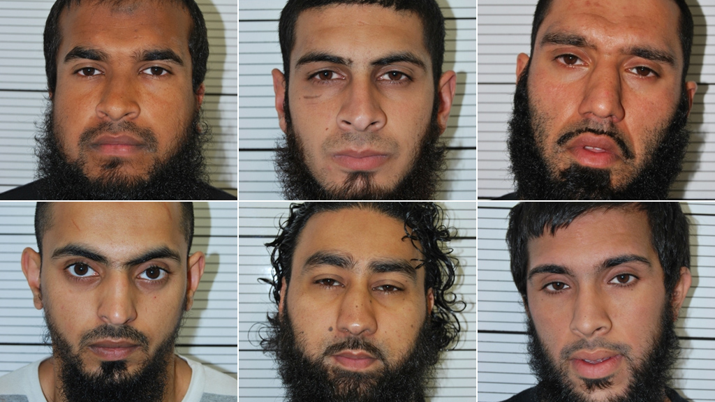 Six Muslim men receive sentences of up to 19 and a half years in prison for planning a violent attack on an English Defence League rally using a nail bomb, shotguns, swords and knives.