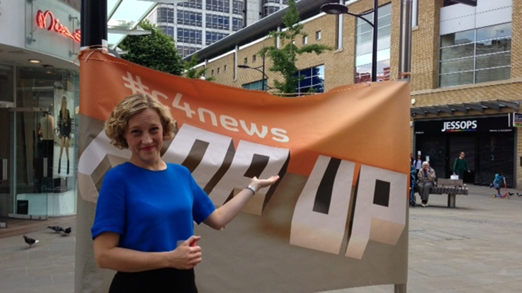 Channel 4 News Presenter Cathy Newman pops up in Swindon.