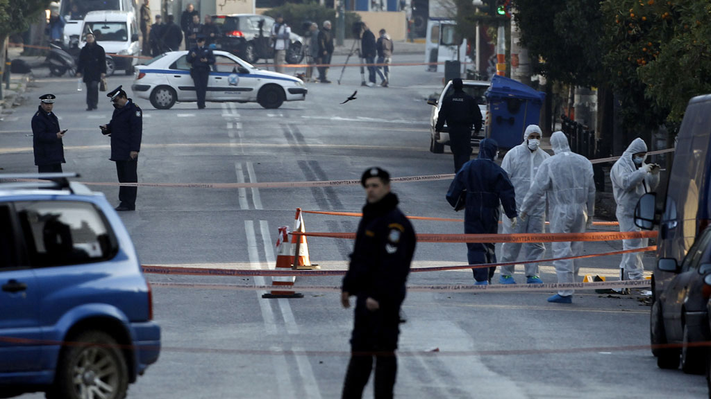 The scene in Athens after attackers fired upon the German embassy 