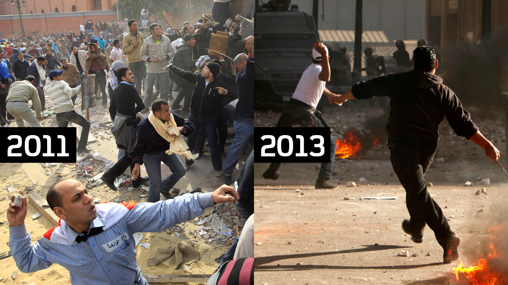 Egyptian riots in 2011 and 2013 (picture: Reuters)