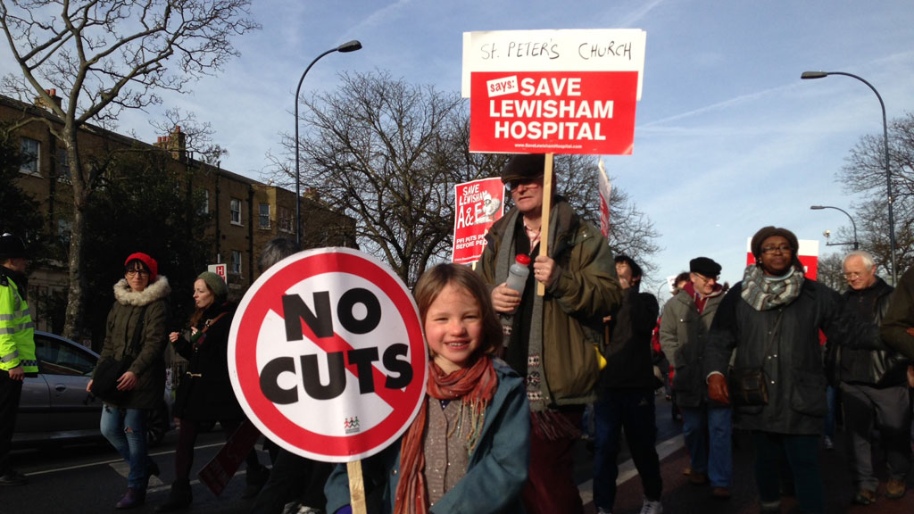 Campaigners march to save Lewisham hospital in January (R)