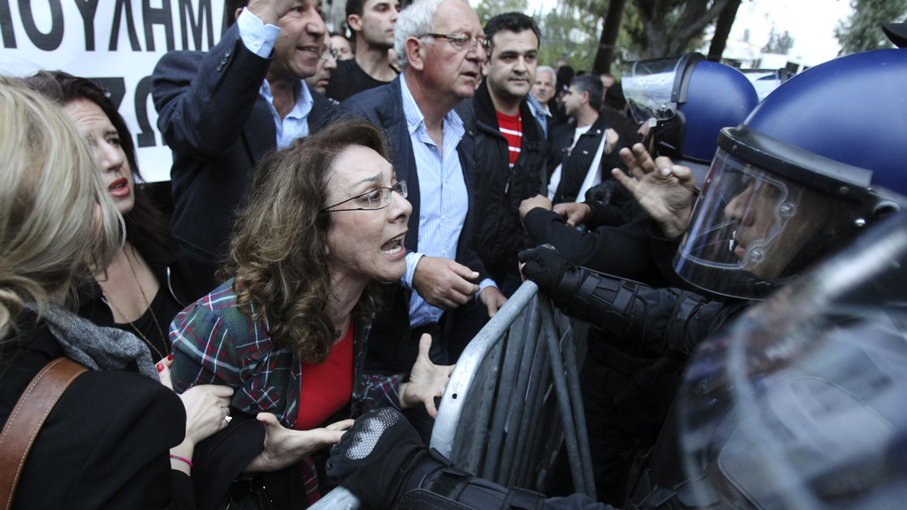 Protests outside Cypriot banks have raged all week (picture: Reuters) 