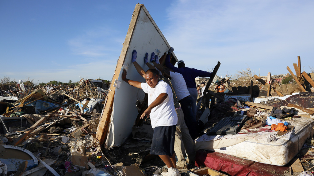 Oklahoma tornado: scientists have upgraded the storm to the EF5 level (picture: Reuters)