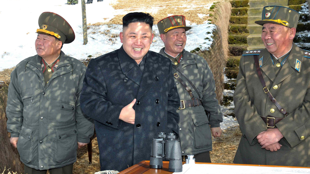 Kim Jong-un watches what was reported to be a miltiary drill of assault drones
