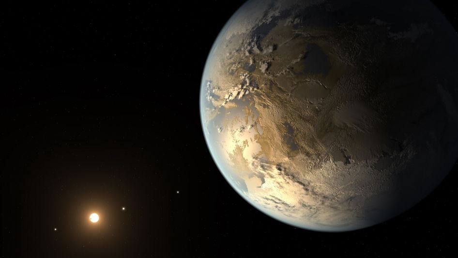 The artist's concept depicts Kepler-186f , the first validated earth-size planet to orbit a distant star in the habitable zone (Nasa)