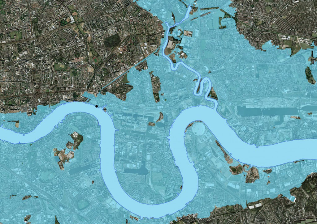 London flooding without Thames barrier (Picture: Environment Agency)