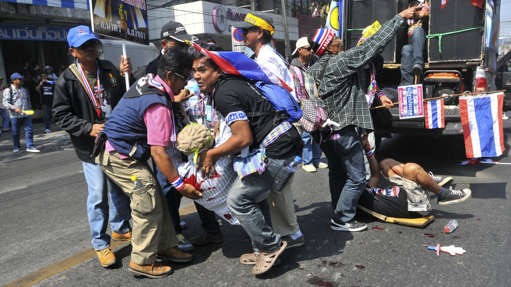 Protesters injured in Bangkok blast