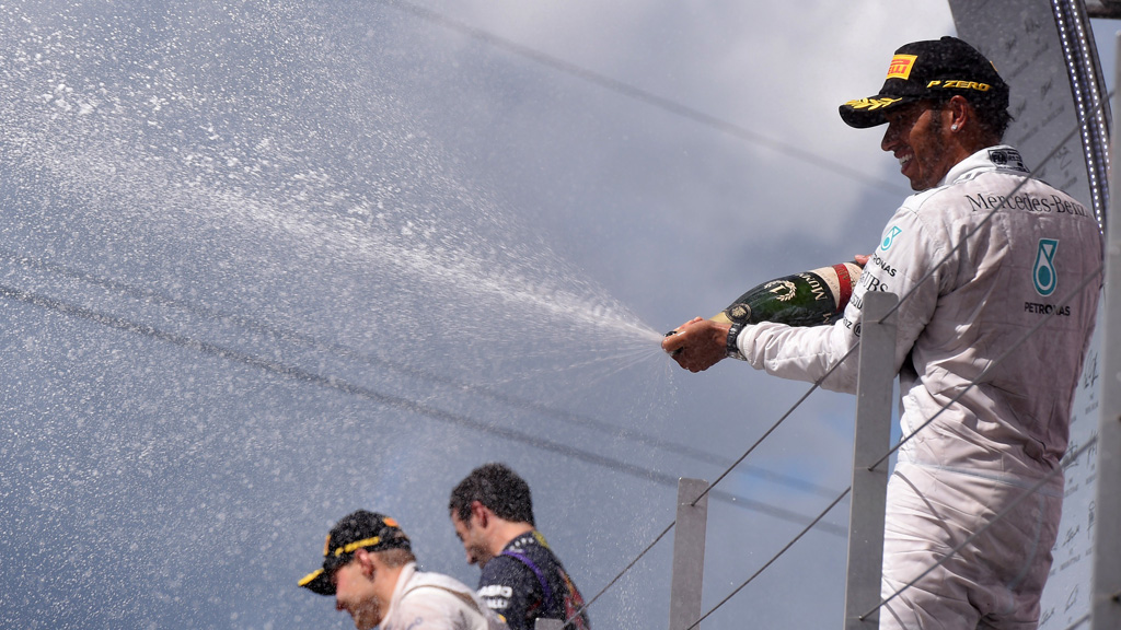 Lewis Hamilton celebrates winning the British Grand Prix (Getty)