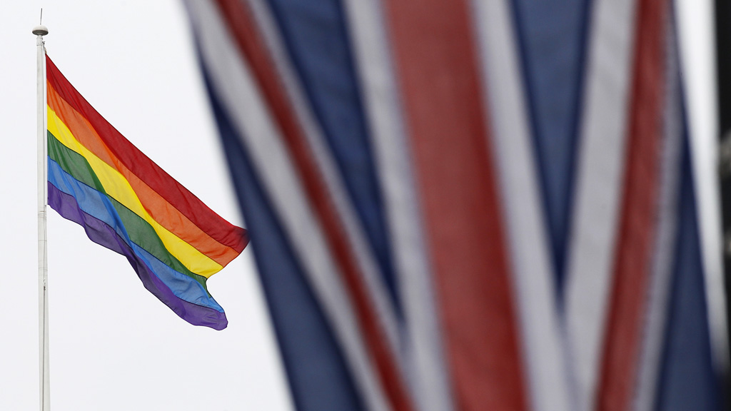 Rainbow flag in Westminster