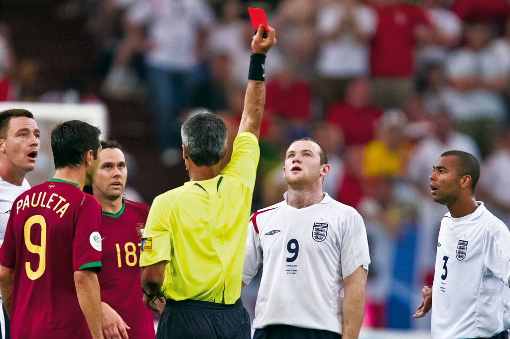 Wayne Rooney is sent off for a stamp on Ricardo Carvalho at the 2006 World Cup.