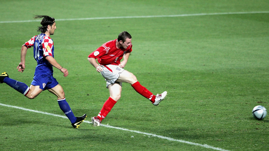 Wayne Rooney scores against Croatia in Euro 2004.