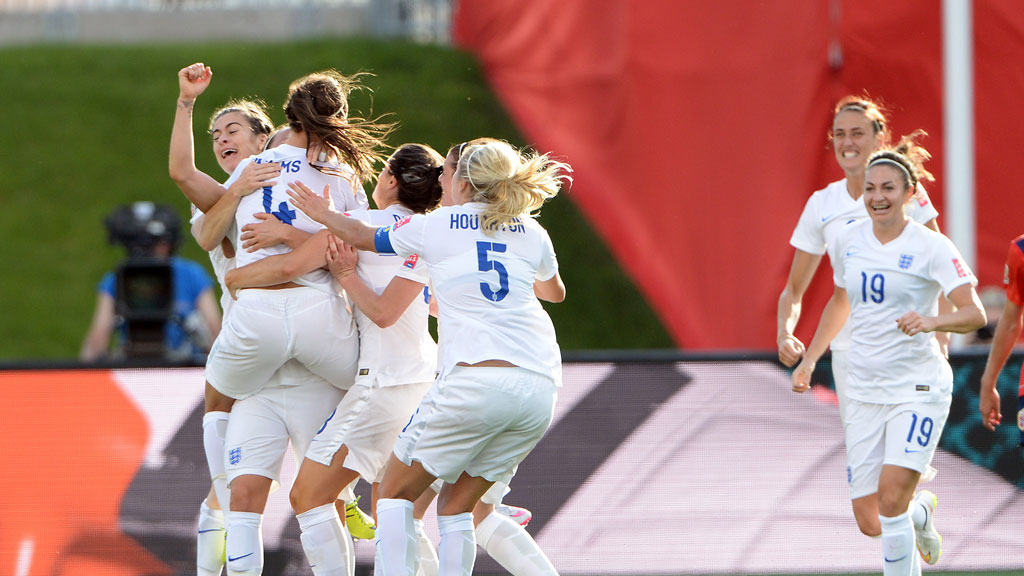 England women celebrate victory over Norway in the World Cup (Reuters)