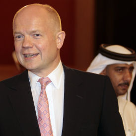 Foreign Secretary William Hague arrives for Libya contact group meeting in Doha (Reuters)