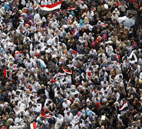A section of the c rowd in Tahrir Square (Reuters)