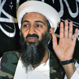 Terrorist leader Osama bin Laden who has praised uprisings in the Middle East from beyond the grave