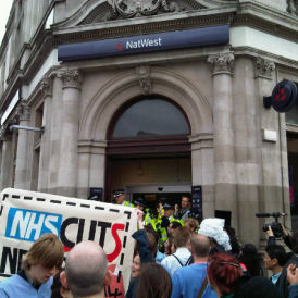 Protesters target banks in NHS demos (Marcus Edwards)