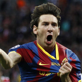 Lionel Messi was voted man of the match after scoring for the first time on English soil in a Barcelona shirt.