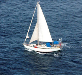 The yacht 'Lynn Rival', belonging to British couple Paul and Rachel Chandler, is seen in this picture published on the European Union Naval Force website