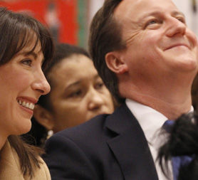 David and Samantha Cameron visit a special school in London (Reuters)