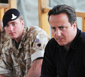 Britain's Prime Minister David Cameron speaks to British troops during his visit to Lashkar Gah in Helmand Province (Reuters)