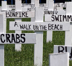 'Gravestones' for species harmed by oil spill (Getty)