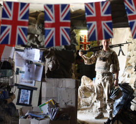 Afghanistan war: union flag files at a British army base. (Getty)