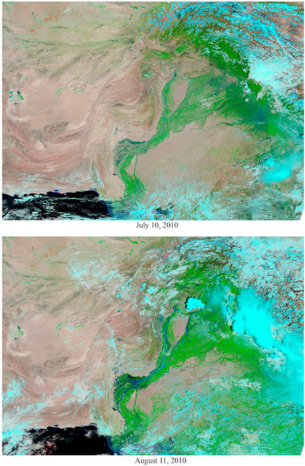 Nasa image reveals scale of Pakistan floods.