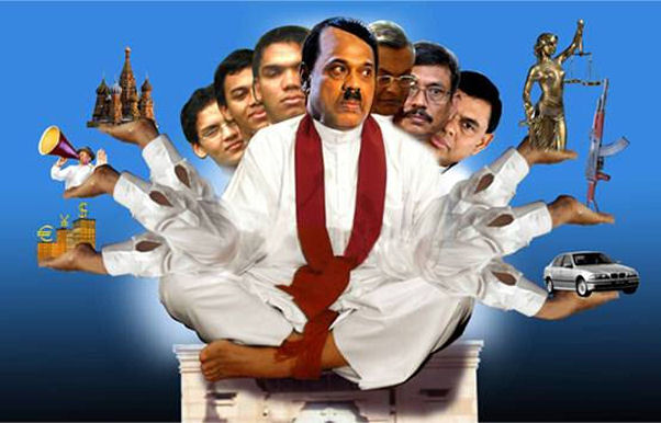 Protest poster of President Rajapakse put up in Columbo