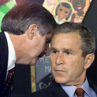 President George W Bush learns of the 911 terror attacks. (Getty)