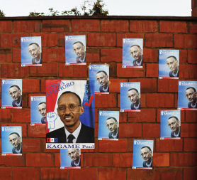 Posters campaigning for Paul Kagame in Rwanda&apos;s Presidential poll (Credit: Reuters)