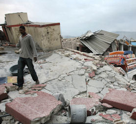 Haiti earthquake: a photograph of the devastation uploaded to twitpic.com. (Credit: photomorel)